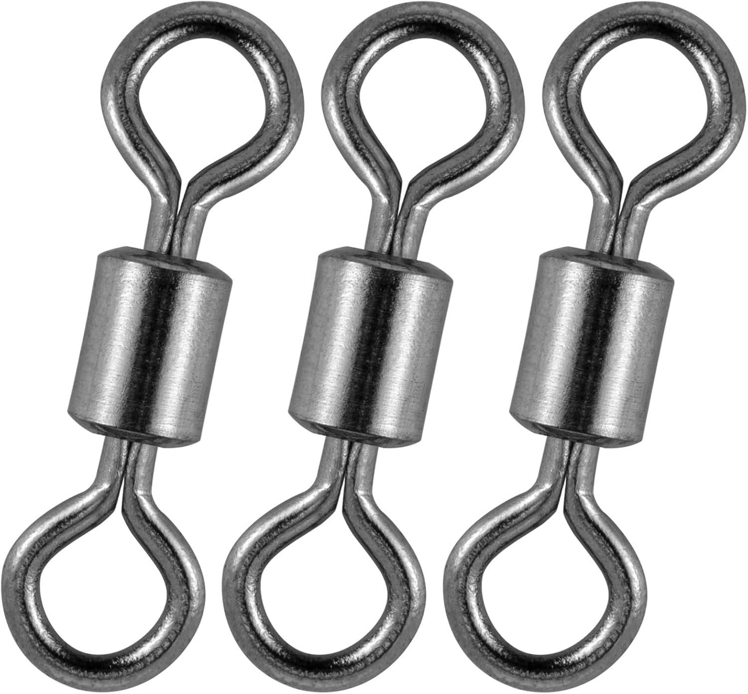 Alwonder Lot de 50 Émerillons Rolling, Plusieurs Tailles Émerillons de Pêche en Acier Inoxydable, Accessoires de pêche Solides Anneaux Matériel Pêche Mer, Connecteur pour Eau Douce&Salée