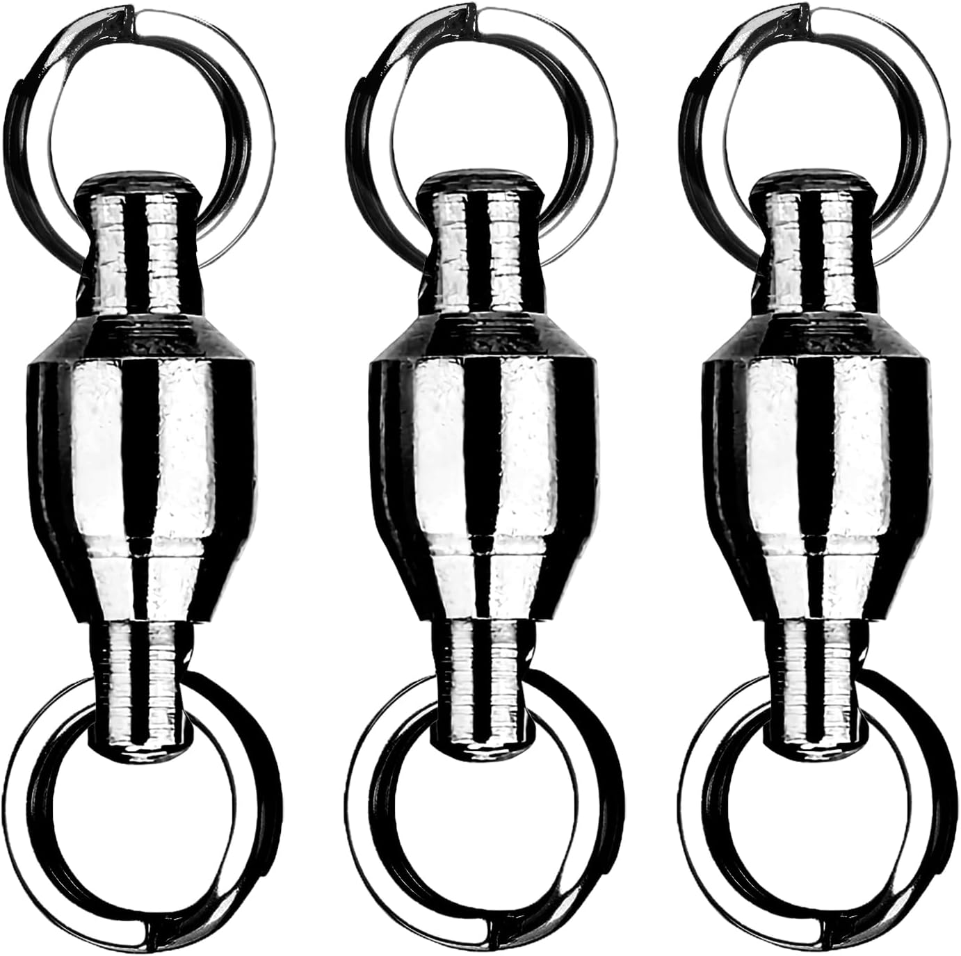 Roulement Roulant Émerillon De Pêche Eau Douce Haute Résistance Émerillons De Pêche Bille en Acier Inoxydable Roulement Émerillon Eau Salée Nickel Noir Size2 (20lb) 25 pcs