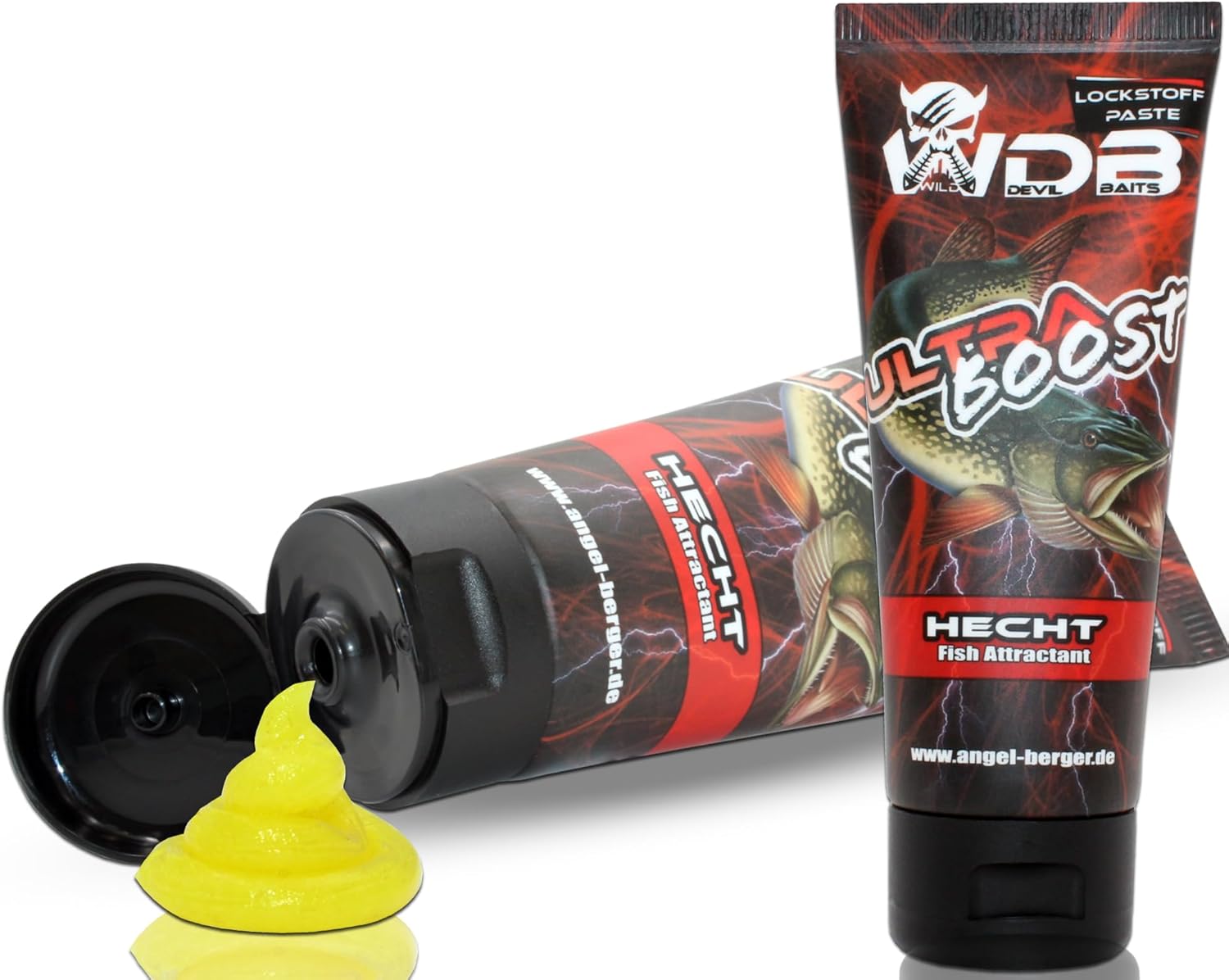 Angel-Berger Wild Devil Baits Ultra Boost Pâte pour poissons prédateurs Attractant Pâte à appât Arôme poisson prédateur (brochet)