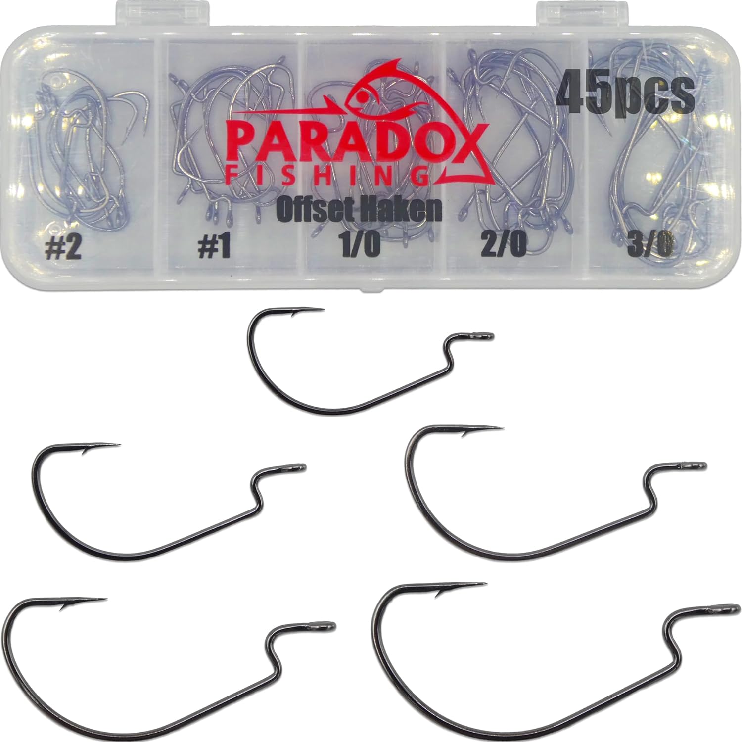 Lot de 45 hamecon Texan I Offset hamecons I I 9X chacun #2#1 1/0 2/0 3/0 I Hameçon Dropshot Hameçon Cheburashka