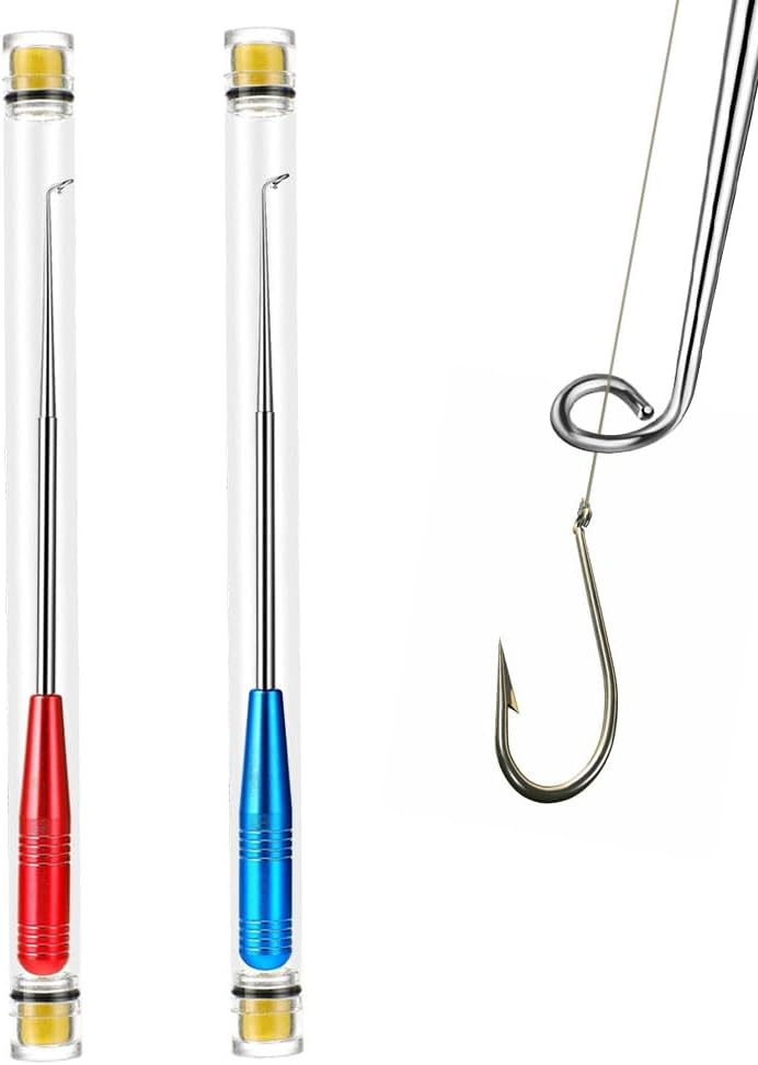 Azlanway Lot de 2 extracteurs d'hameçons de pêche portables avec tube de rangement de 17 cm en acier inoxydable - Accessoire de pêche pour petits et grands hameçons