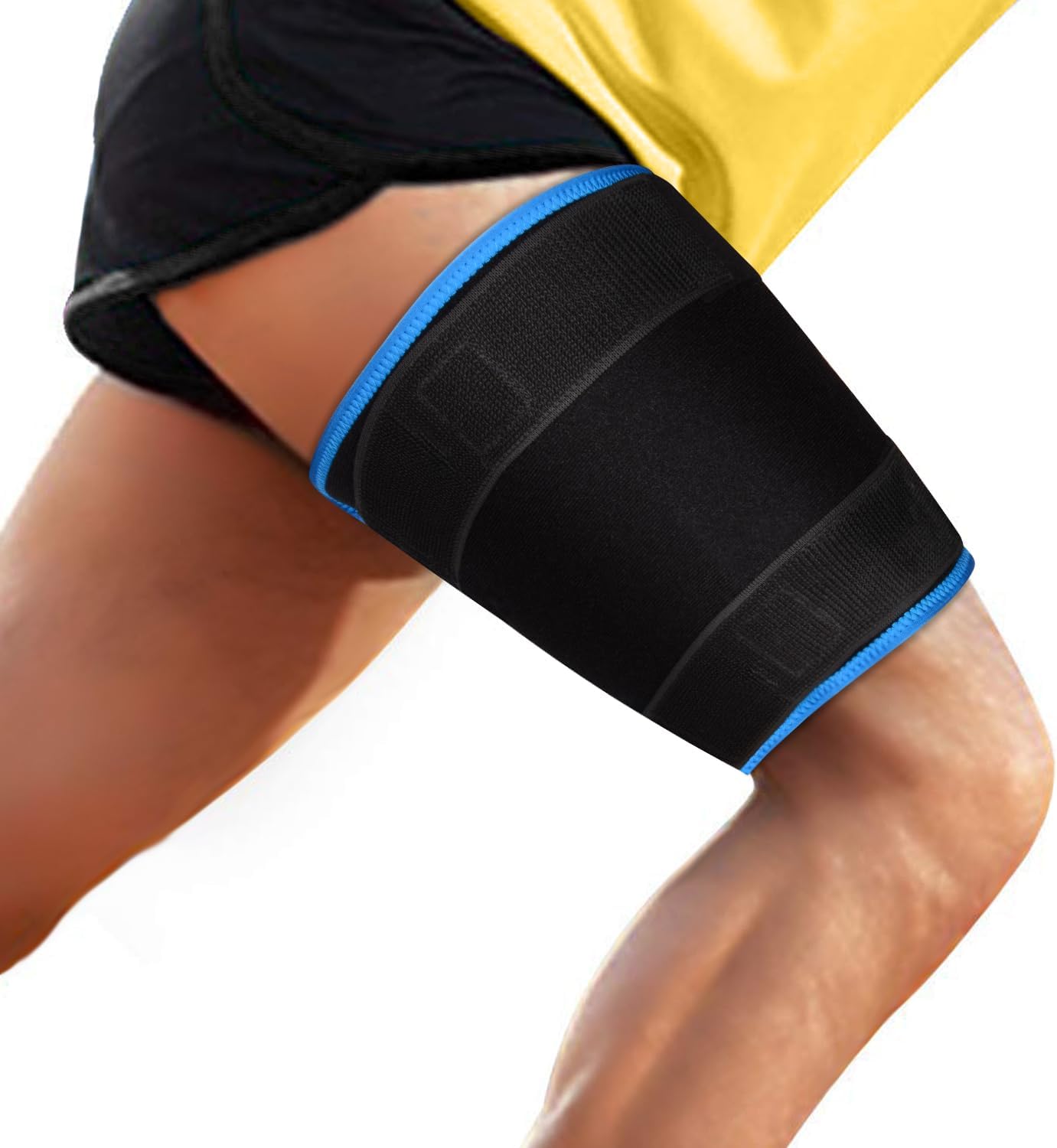 Cuisse Brace Support, Néoprène Manchon de Compression pour Cuisse Blessures Musculaires, Manchon de Compression pour Ischio-Jambiers pour Homme et Femme, Bleu
