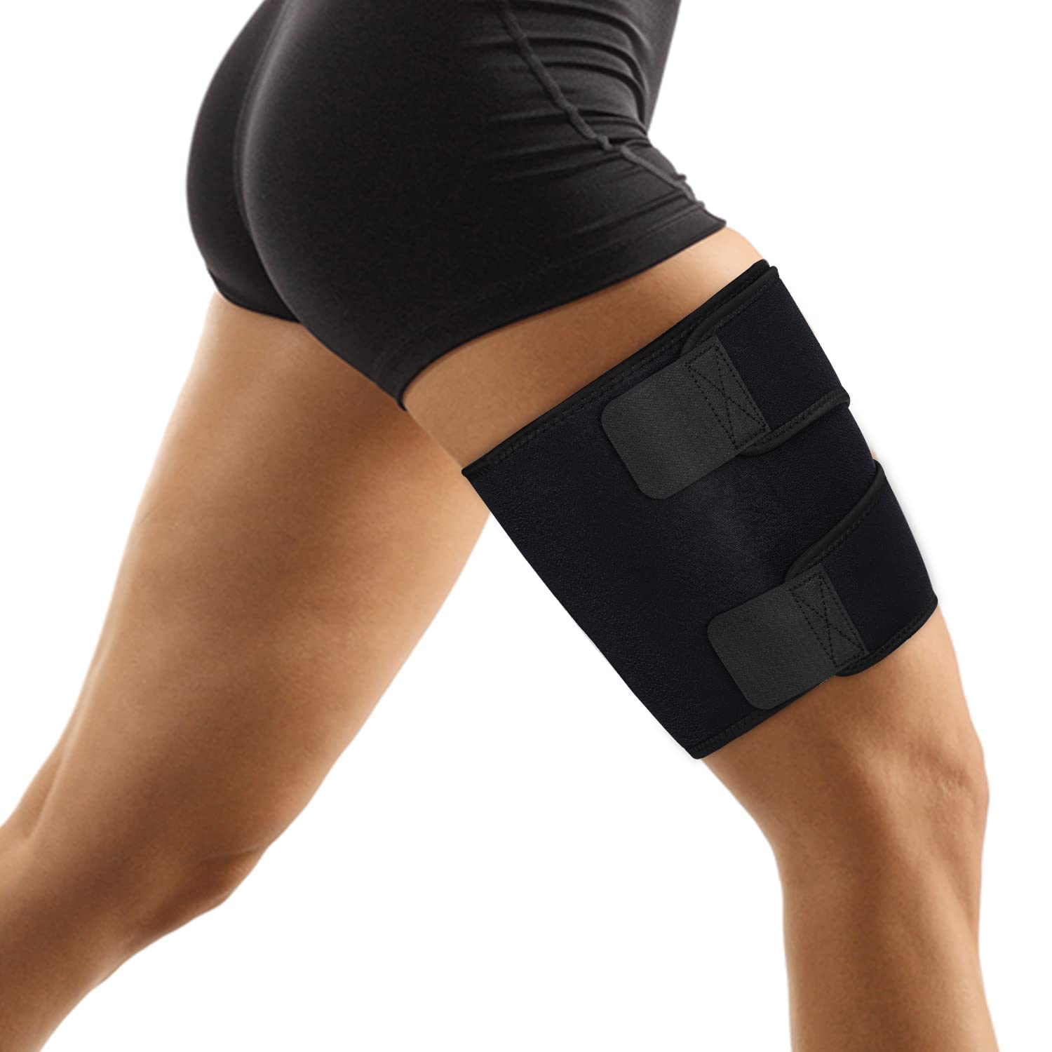 Soutien aux Cuisses, Gaine de Compression Réglable en Néoprène pour les Cuisses, les Ischio-Jambiers et les Quadriceps, Respirante et Antidérapante, Pour les Femmes Hommes, Noir, L Nior L