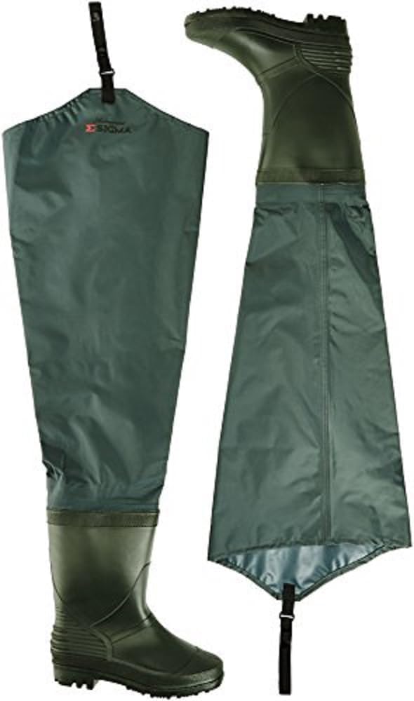 Shakespeare Sigma Wader cuissardes en nylon imperméable avec bottes pour homme et femme - Pour pêcher du bord et en rivière Vert EU 44 - UK 10 -US 11