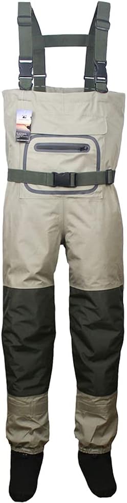 Kylebooker Pêche à la Mouche Stockingfoot Waders Poitrine Chaussants Abordable Respirable Poitrine Respirantes Imperméables à l'eau XL olive verte