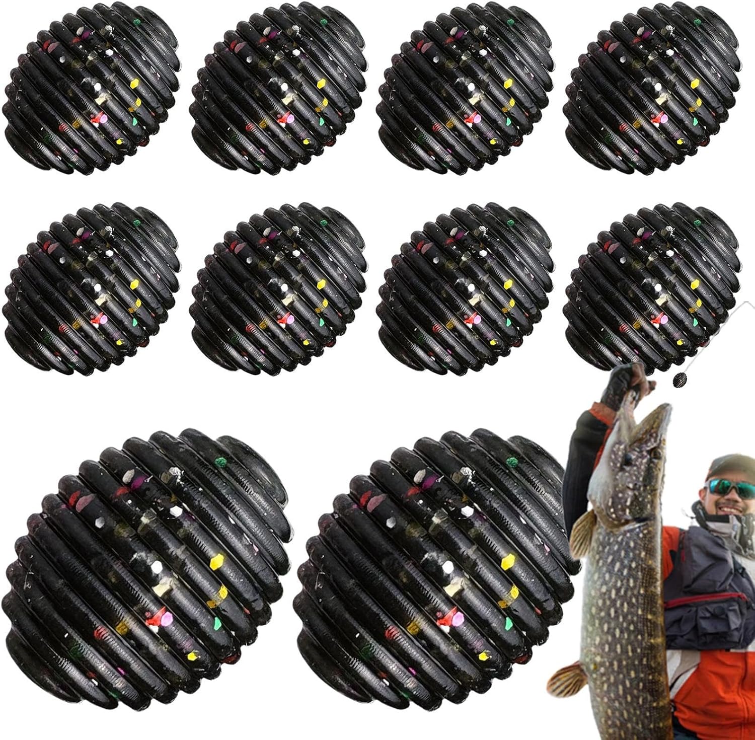 Angel Lot de 10 leurres en caoutchouc pour perche, perche, poisson-chat, côte, étang