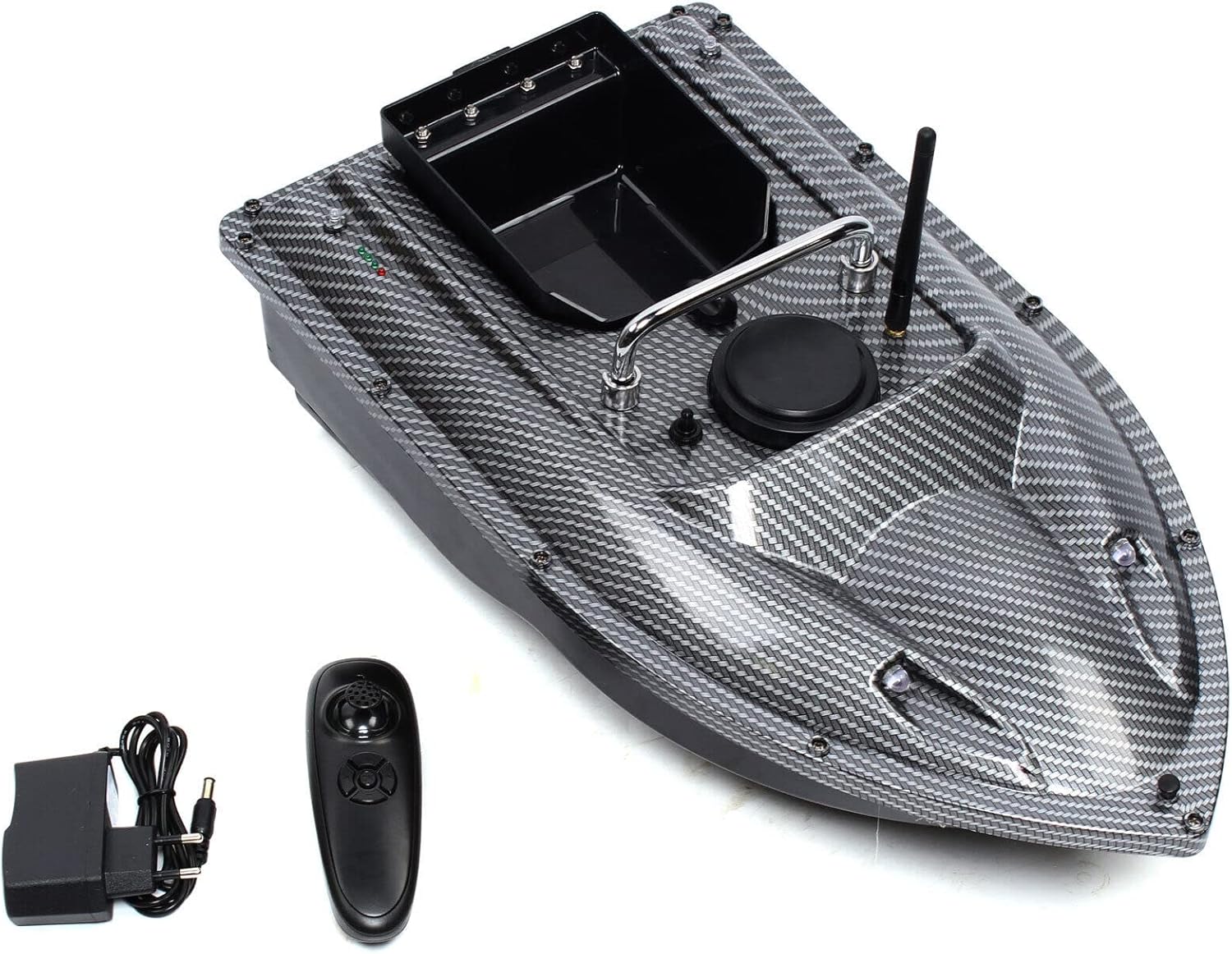XUEMANSHOP Bateau Amorceur 500m, Télécommandé de Croisière a Vitesse Fixe Intelligent de 500 M, Télécommande sans Fil pour la Pêche en Rivière (Noir Carbone)