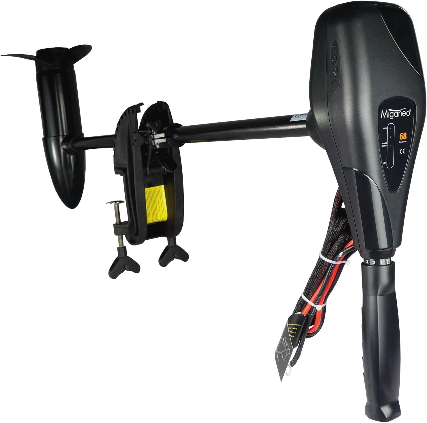 Miganeo® Moteur électrique TRS 68 lbs 768 W avec batterie LED 12 V 30,9 kp Utilisable en eau salée