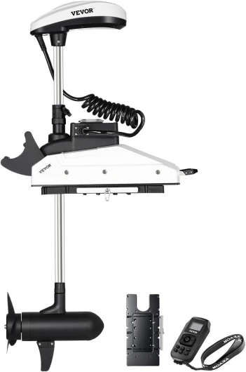 Moteur de Bateau de Pêche à la Traîne, Poussée 25 kg,​ Moteur Hors-bord Électrique 12 V avec GPS, Tige 1370 mm, 10 Vitesses, Télécommande, Indicateur de Batterie LCD, pour Kayak, Eau Douce Salée GPS 12 V 55 Ib 54"