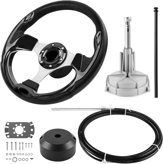 Acclcors Système de direction de bateau - Kit de direction rotative mécanique - Câble de commande hors-bord - Système de direction marine pour yachts, bateaux de pêche et autres véhicules nautiques 304,8 CM