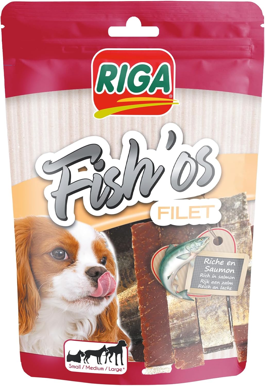 Fish'Os Filet - Friandise Chien - Filet De Poisson - Riche en Protéines - Faible Teneur en Matière Grasse - sans Colorant Ni Additifs - Récompenses Naturelles Idéales - 80g Saumon 80 g (Lot de 1)