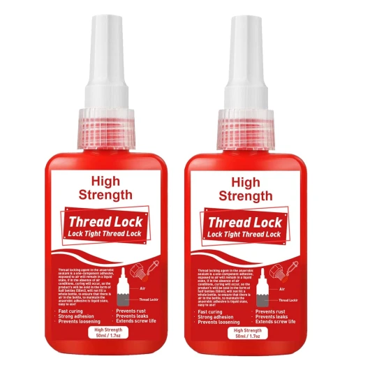 Frein filet rouge - 2 x 50 ml - Haute résistance - Empêche le desserrage des écrous et des vis en cas de vibrations prolongées et sécurise et scelle ainsi les écrous et vis métalliques