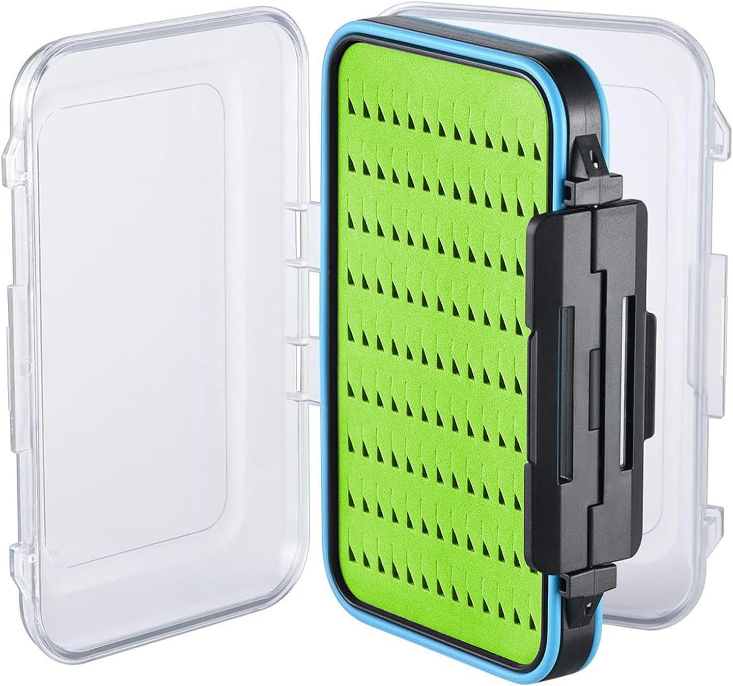 Boîtes à Mouches pour la Pêche à la Mouche, Double face, étanche, légère, Facile à prendre en Main, Couvercle Transparent, boîtes à Leurres de Pêche à la Mouche, 15 x 9,7 x 4,5 cm, Verte Vert Taille B: 15 x 9,7 x 4,5CM