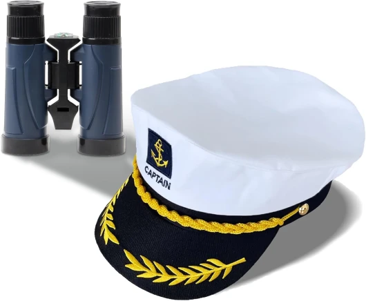 JINGTOPS Chapeau Capitaine Casquette Marin RéGlable Homme Femme,Casquette Marin Avec Télescope, Déguisement Marin,ChapeauCapitaine Yacht,Chapeau Hawaïen Costume De Capitaine Pour Fête Plage D'été