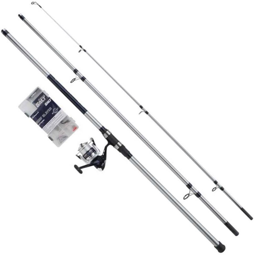 Shakespeare Salt Surf Slayer Ensemble Canne à pêche et moulinet avec étui Rigide, leurres et matériel de pêche bleu/blanc 4.20m - 112-170g