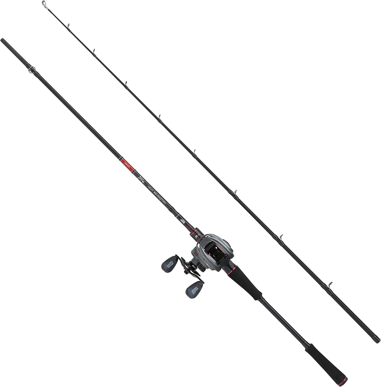 Abu Garcia Max LP Ensemble Canne à pêche et Moulinet Parfait pour la pêche au leurre, 24 Dents en Carbone, 4 + 1 roulements à Billes, Trois Versions, Noir