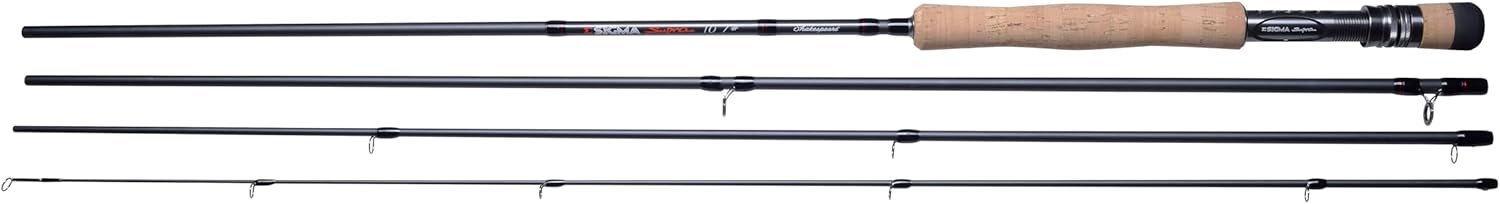 Shakespeare Canne à Mouche Sigma Supra - Construction légère en Carbone, Action Rapide, Durable, poignée en liège Confortable, idéale pour la pêche à la Mouche en Eau Douce - Tailles Multiples 7ft - 4wt