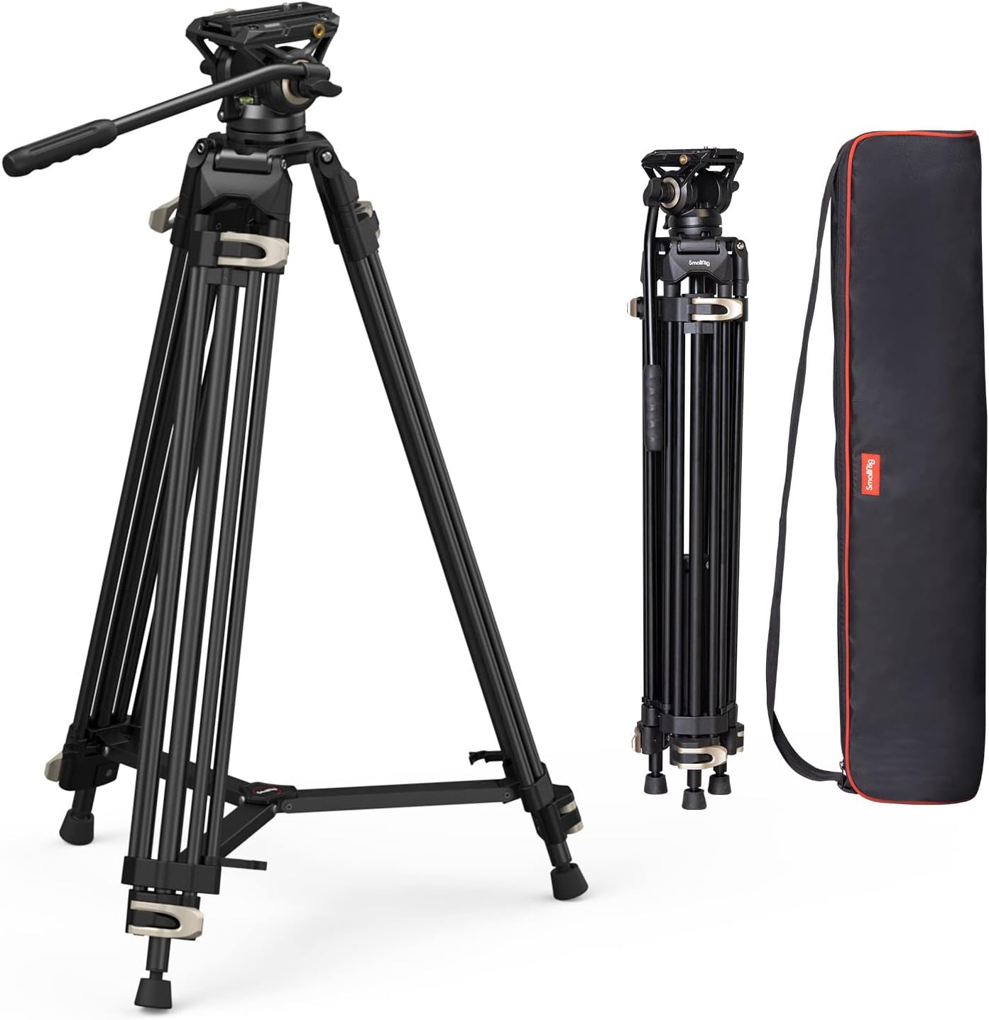 AD-01 Trépied Vidéo, Trépied en Alliage d'Aluminium de 73"/186cm avec Tête Fluide, Epandeur de Niveau et Plaque de Dégagement Rapide, Max Load de 17,6 LB/8 kg pour DSLR, Caméscope - 3751B