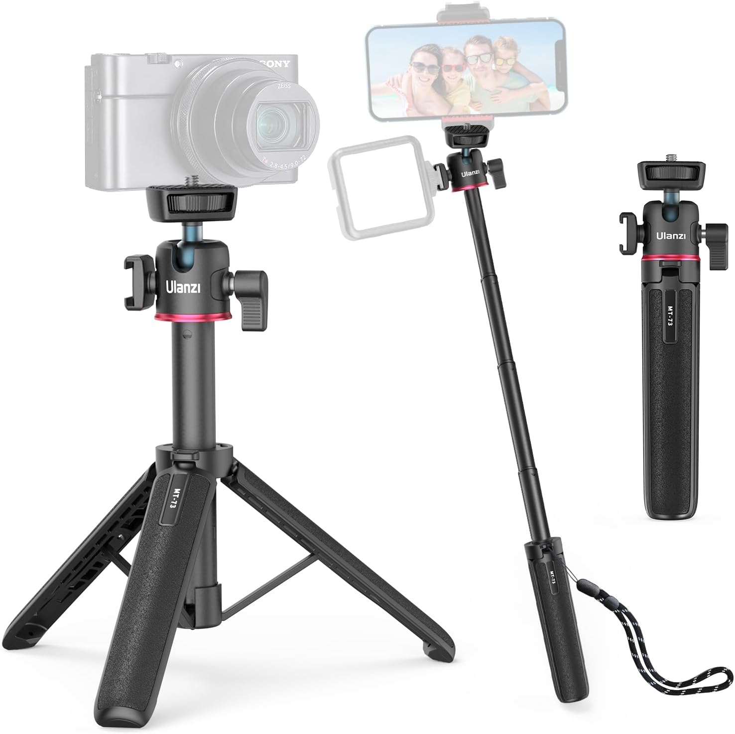 Mini Trépied pour Appareil Photo 54cm/21.6in, ULANZI MT-73 Petit Trépied pour Appareil Photo avec vis 1/4'', Trépied de Voyage, Tripode de Poche Compatible avec Compact Cameras