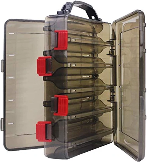 OriGlam Boîte de rangement pour leurres de pêche, plateaux de rangement pour articles de pêche, double face, 10 compartiments, étanche, boîtes de rangement, pour gilet, pêche à la mouche