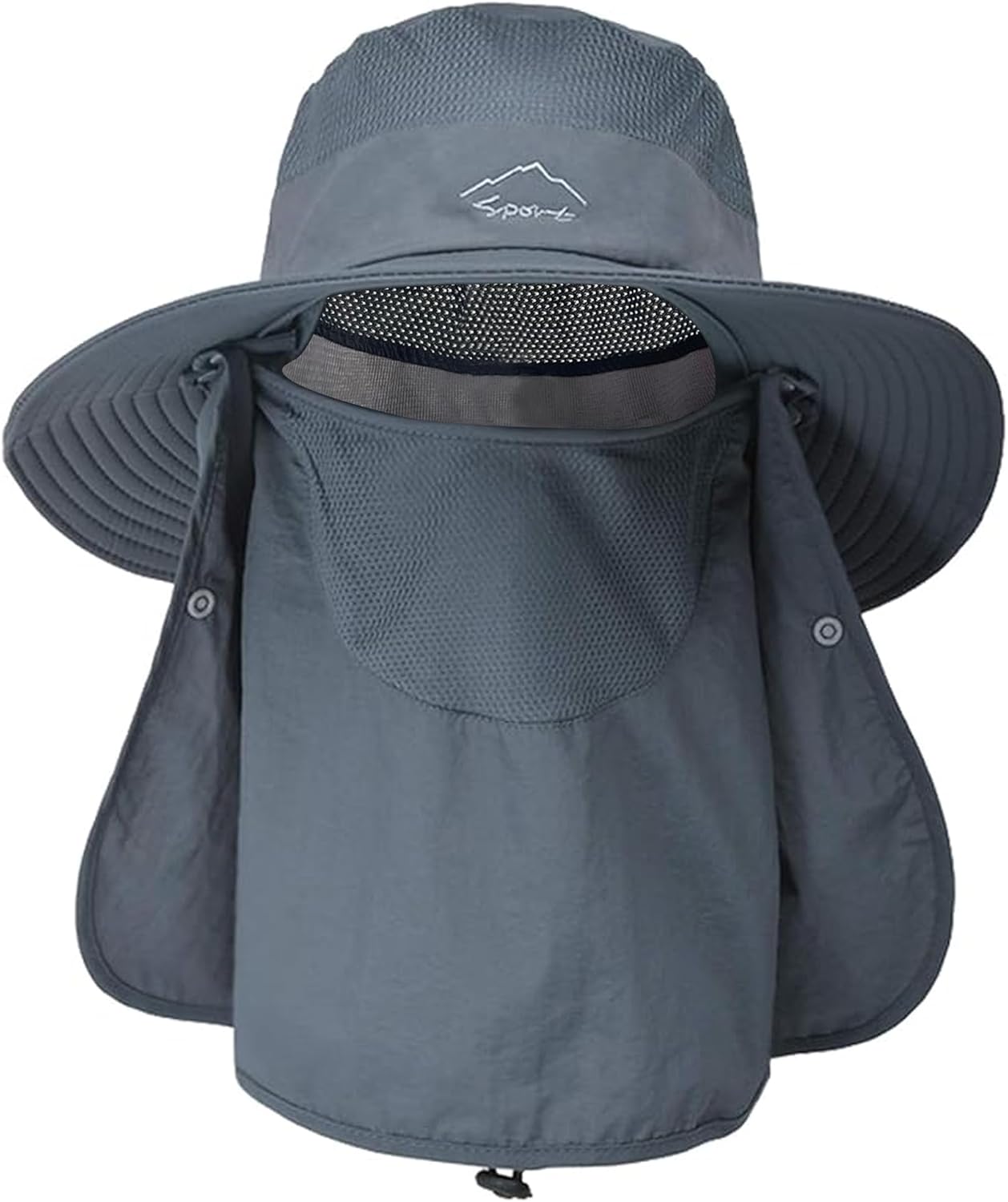 Ehsbuy Chapeaux De Pêche pour Hommes Et Femmes Chapeau Randonnée Homme avec Couvre-Visage à Large Bord Chapeau De Soleil De Plage Safari Chasse Jardinage Pliable Bucket Hat
