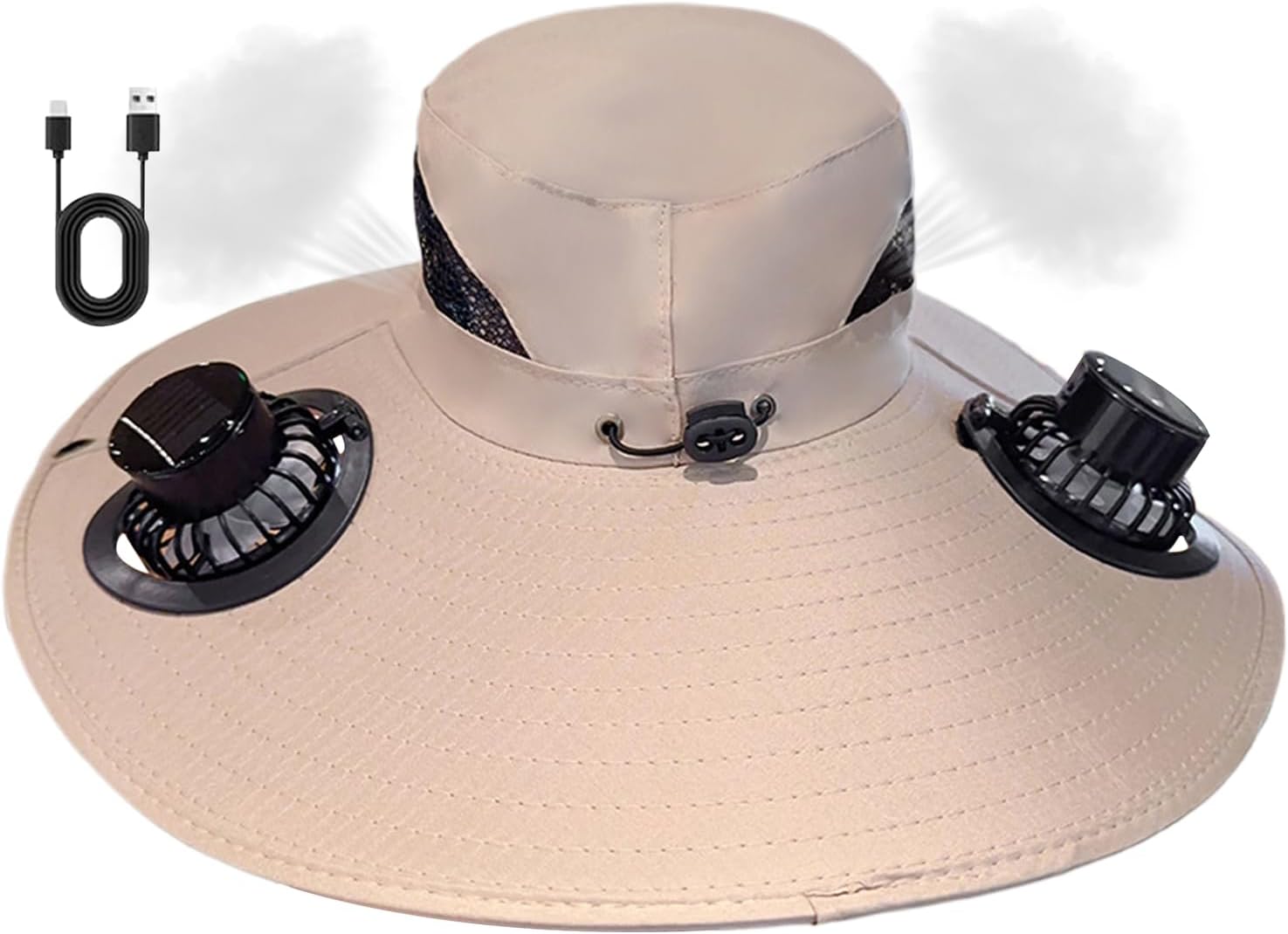 Chapeau De Pêche À Large Bord avec Ventilateur Solaire, Bob, Respirant, Protection UV, Équipement De Plein Air, pour Hommes Et Femmes, Vacances, Plage, Camping, Randonnée