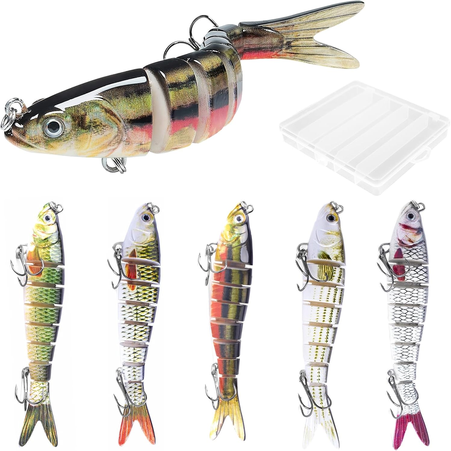 5 Pièces Leurre Peche Carnassier, Leurre de Peche Brochet, Swimbaits Réalistes pour Truite, Perche, Brochet, Sandre