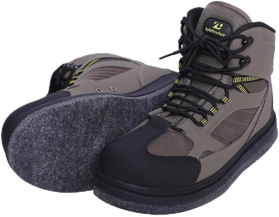 Kylebooker Men's Fishing Hunting Wading Boots Lightweight Anti-Slip Waders Shoes 44 EU Semelle en feutre