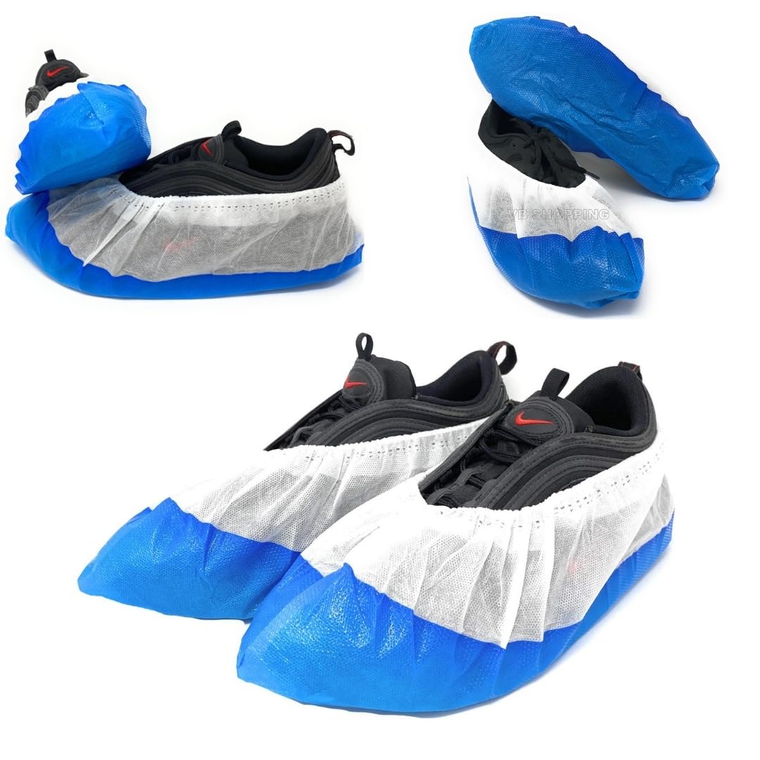 Couvre-chaussures jetables imperméables antidérapants à haute résistance, chaussures jetables en CPE + TNT EXTRA RÉSISTANT, quantité 50-1000 pièces - (Quantité 50 pcs)