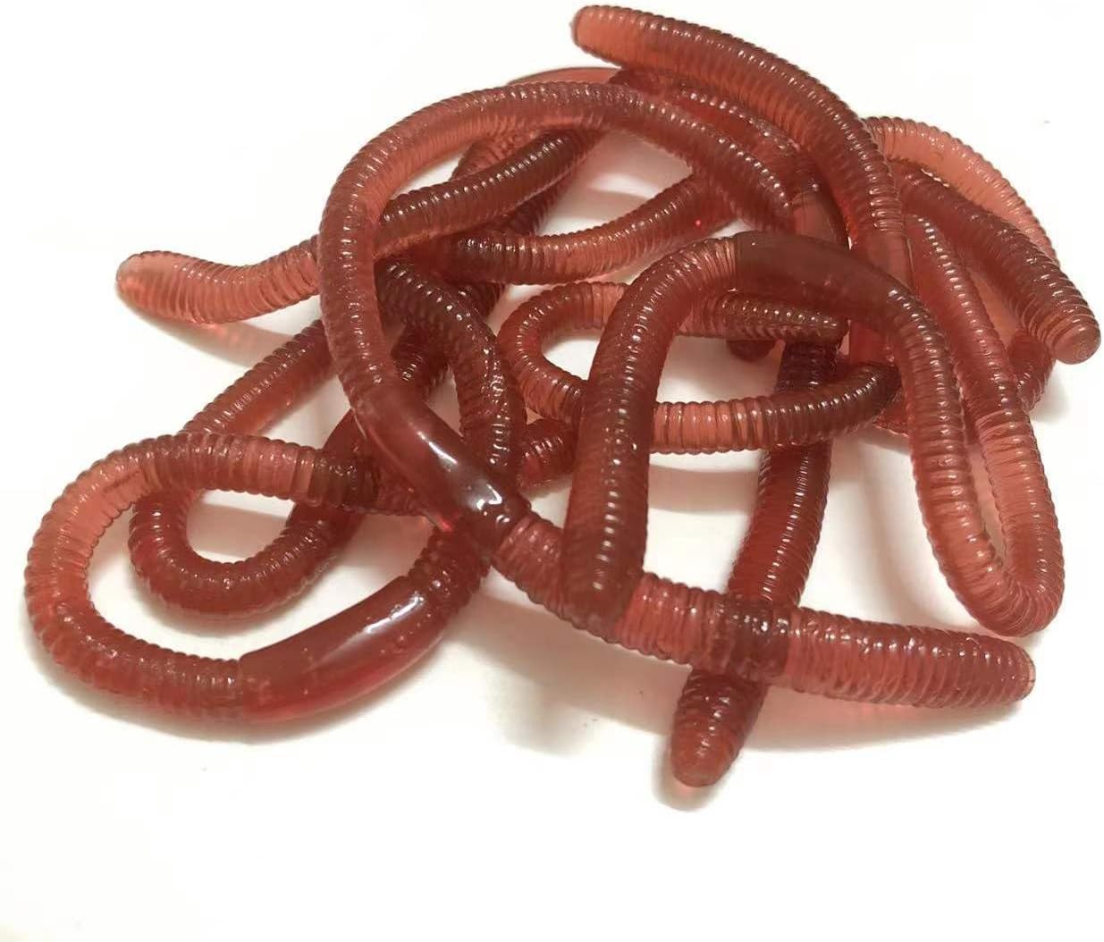 Fokroin 10Pcs Ver De Terre Artificiel, Biomimetic Soft Appât Pêche Leurre, Appâts Ver La Pêche Leurres Simulation vers Rouges en Plastique Vert Environnement Fort Tentation Appât Faux - Red Worm