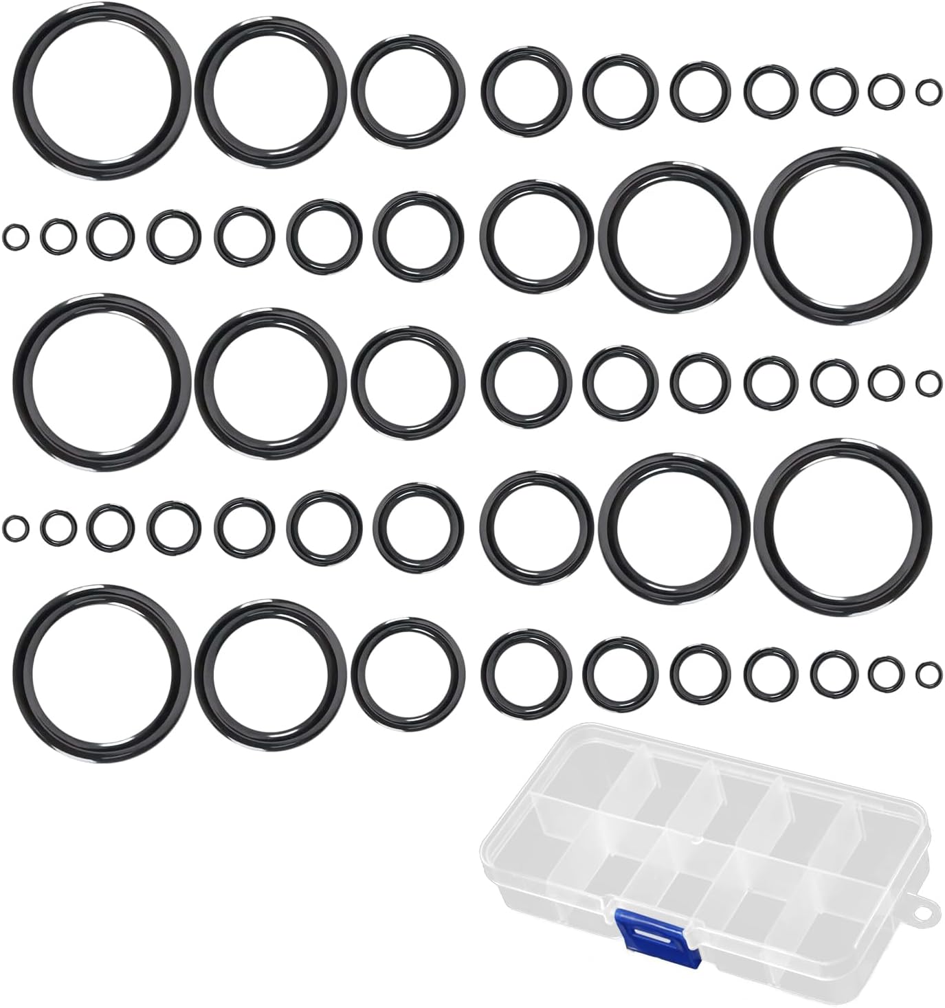 JINXIAN 50 Pièces Canne à Pêche Céramique Guides Anneau 10 Tailles 3,8mm-29,8mm Kit de Réparation d'oeil de Canne à Pêche Anneaux de Guidage en Céramique pour Kit Peche Noir