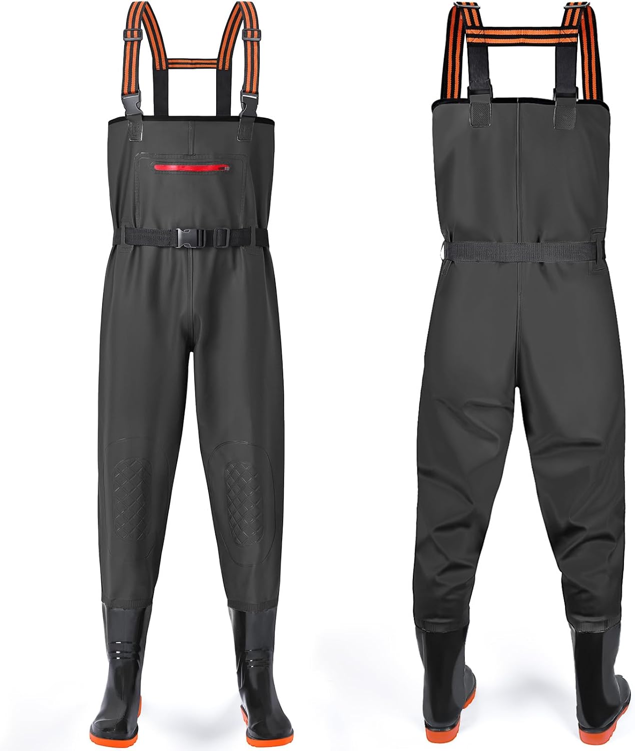 YOOHBERRYS Waders Peche Homme, Waders Pantalons de Pêche avec Poche Poitrine, Pantalons de Waders avec Bottes 42-46, Waders Peche Antidérapants Cadeau pour Amateurs de Pêche e Sportive