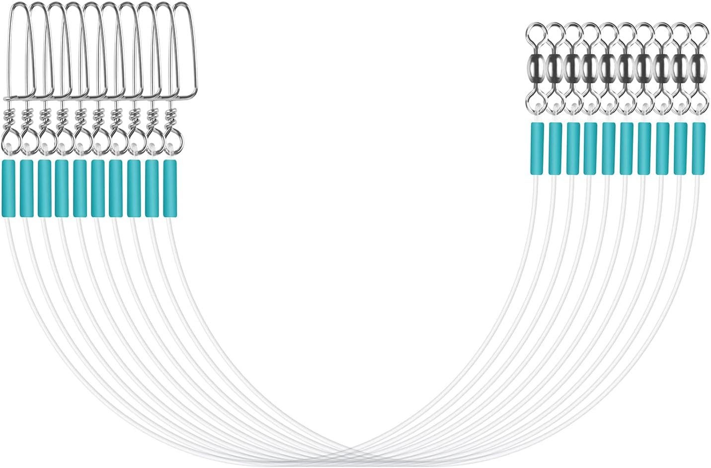 Luroad 100％ Ligne de Pêche au Fluorocarbone 6-20 KG, Bas de Ligne en Flurocarbone Articulation Pivotante Accessoires de Pêche Leaders de Pêche Bleu - 10 pièces 40cm - 15lb