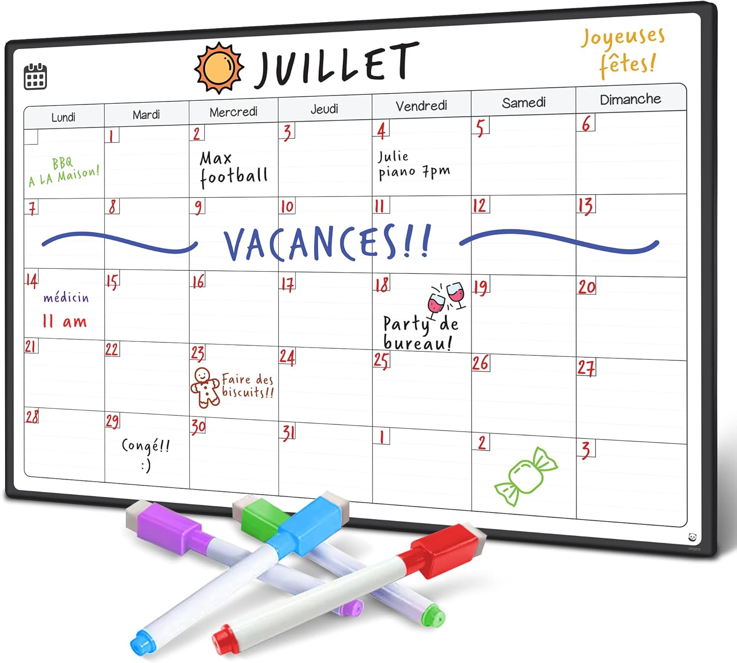A3 Calendrier Magnétique Pour Frigo - Planifier Les Repas Familiaux, Listes De Courses ou Une Aide A L’étude - Tableau Aimanté - Mensuel - en Français