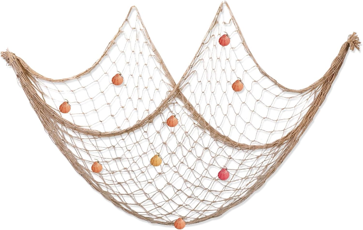 Dunkwckore Filet de Peche Decoratif, 100cm × 200cm Décoration Marine, Méditerranéen Style Maison avec 9 Coquilles Naturelles, Décoratif Extérieur pour de Photographie Fête Plage Blanc