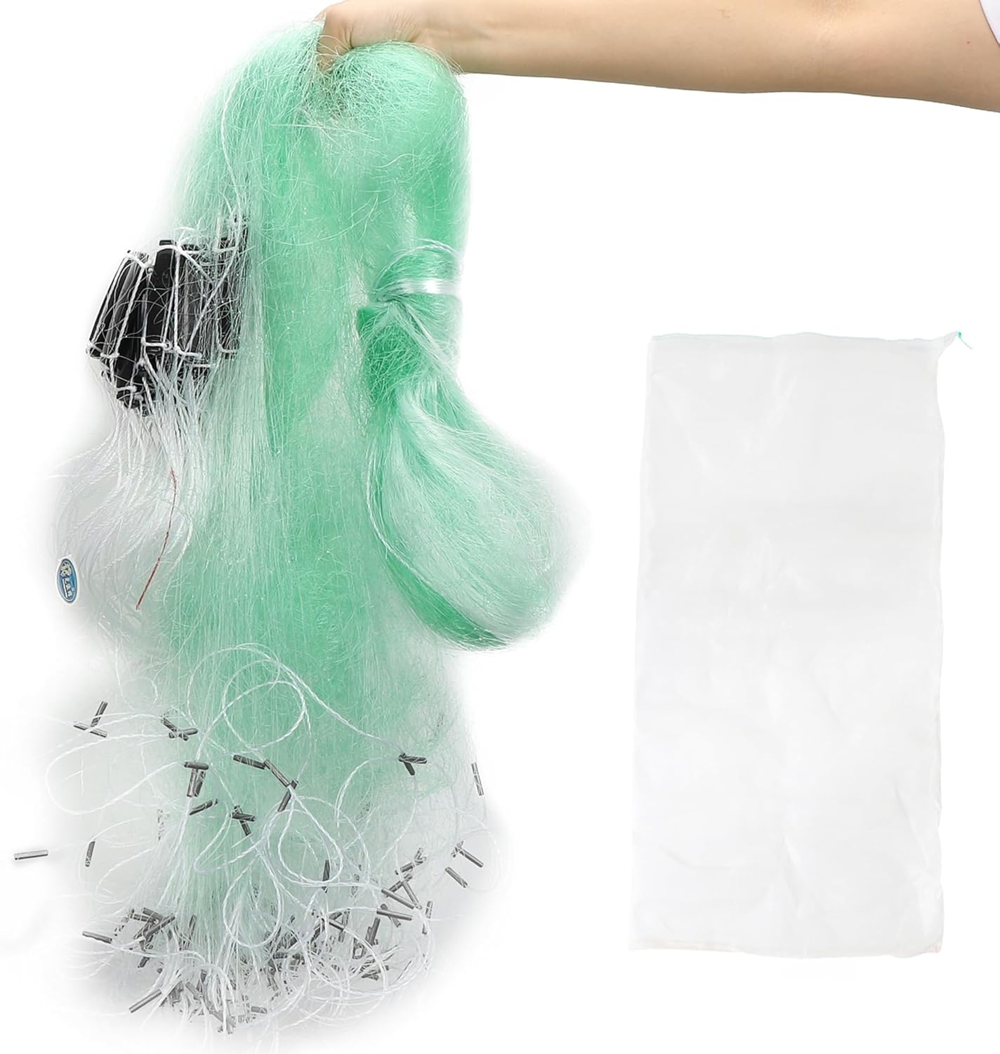 Stonenect Filet de pêche 3 Couches en Nylon 30 m de Longueur, 2 mètres de Hauteur avec flotteurs et éviers Piège à appâts Pliable 12cm Maille-6 doigts