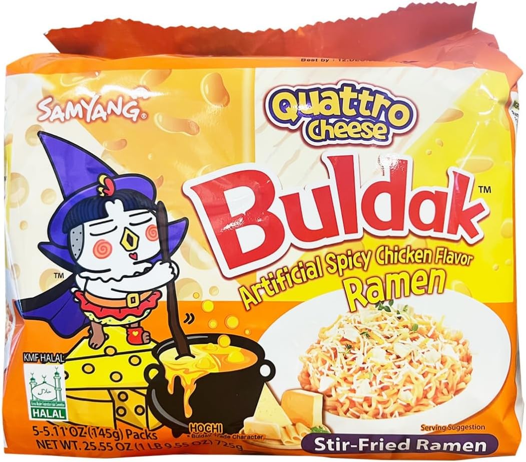 Samyang Quattro Lot de 5 ramen Buldak saveur fromage fromage quattro Pack of 5