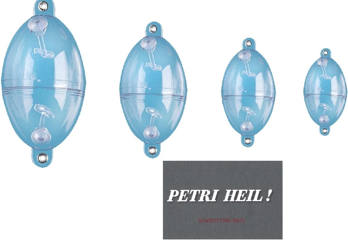 Blntackle76 Lot de 2 à 4 boules à eau Buldo ovales transparentes de 8,15, 30 et 40 g, avec œillets en métal, bulle et autocollant Petri gratuit