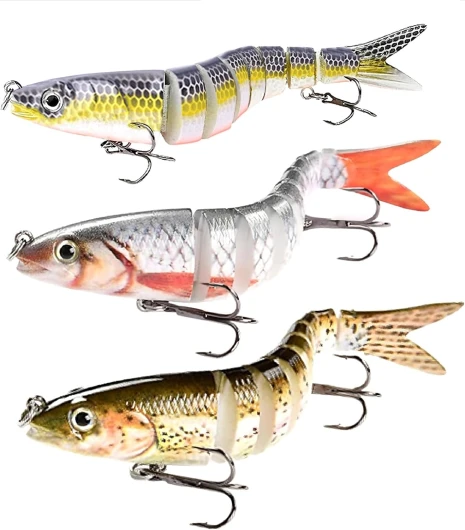 FHBHJNATC 3 Pièces Leurre Peche, Leurre Brochet, Leurre Articulé, Il Convient à Toutes Sortes de Poissons Carnivores, Tels Que Le Bar, Le Tilapia, Le Barracuda, la Dorade et Bien d'autres