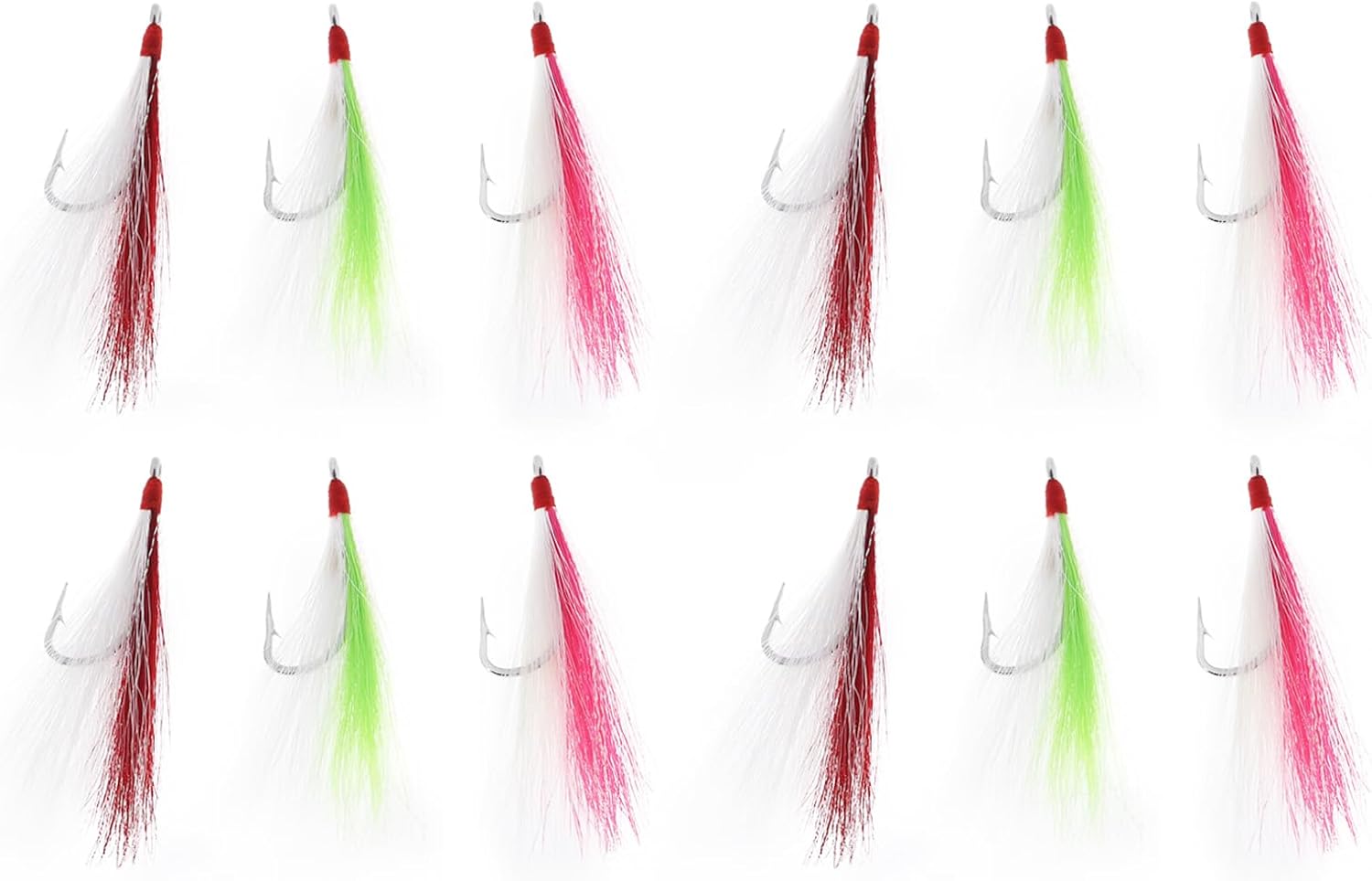 Briny River Lot de 12 hameçons de pêche en acier inoxydable 96 mm 3 g en Mylar insérés pour poisson-chat, morue, plie