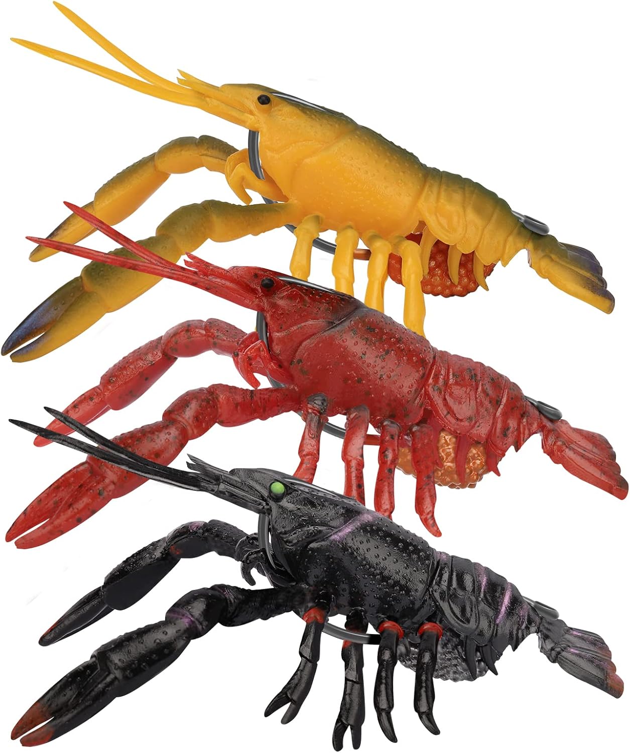 Leurres de Pêche Pré-montés pour eau Douce et eau Salée, Leurres de Pêche au Bar Innovants en TPE Ultra-résistants, Crevettes Réalistes Leurre Anti-herbe pour Truite, Doré, Garder Séparément! B-6.3CM-13G