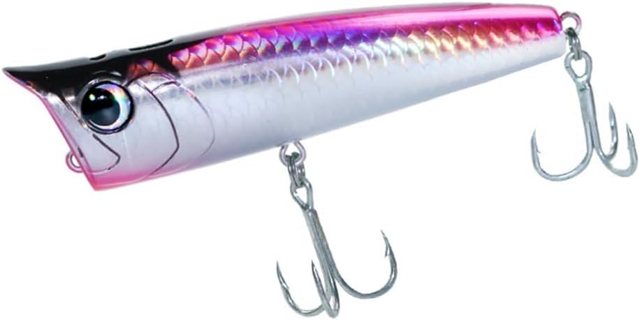 Leurres Pêche en Eau Salée de Surface, Leurre Flottant de Pêche au Surf, Appâts Coulants Hameçons Triples,avec Yeux 3D pour Bar, Truite, Doré, Sébaste