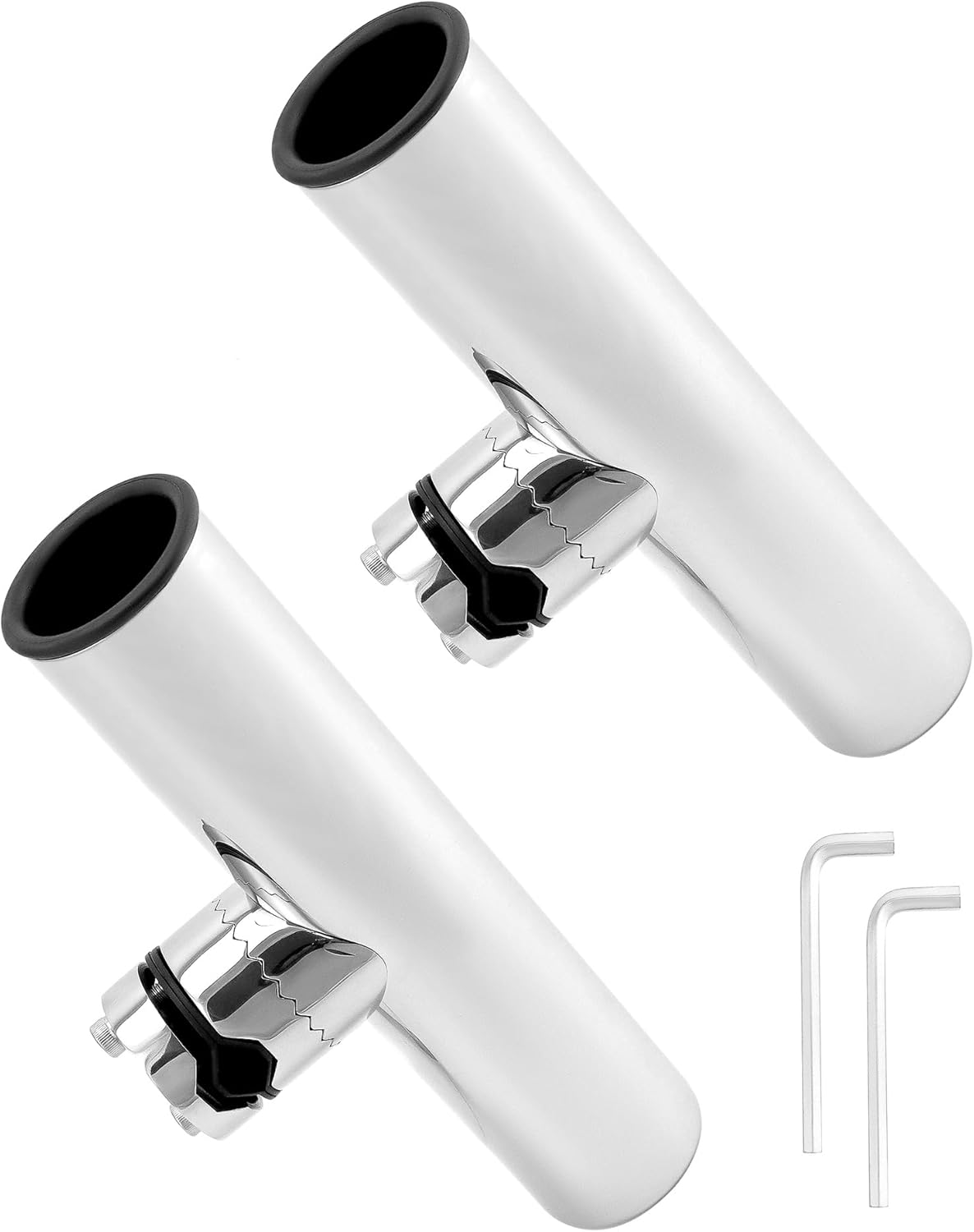 QWORK® 2 Pièces Porte de Canne à Pêche - Rotatifs à 360° - Acier Inoxydable 304 - Serrage sur Rails 19~25 mm - pour la Pêche sur Bateaux et Yachts