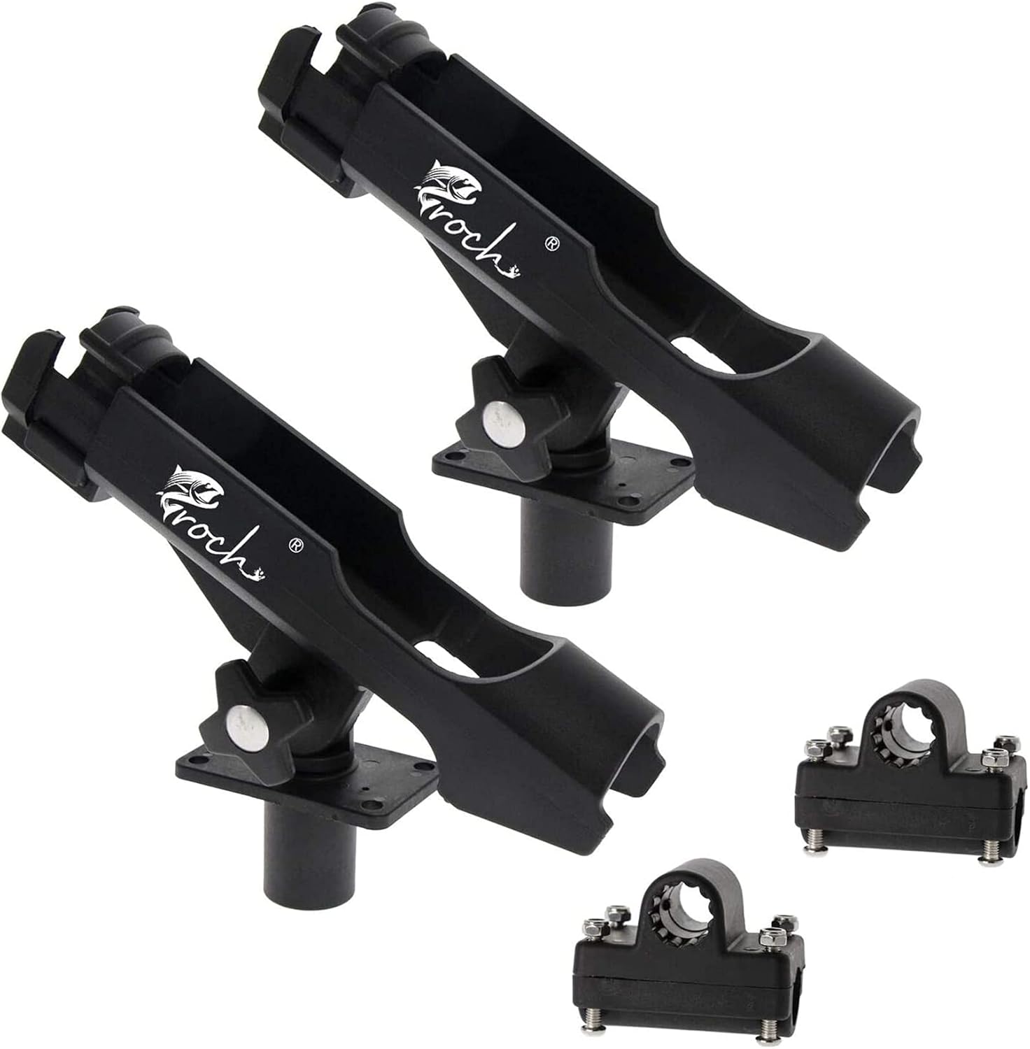 Support de Canne à Pêche pour Bateaux et Kayak à 360 ° Réglable et Rotatif - 2 Pièces