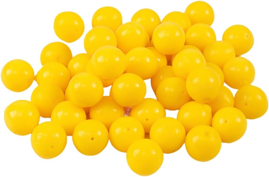 Leurres Souples de Perle Jaune, 50 Pcs Appâts Pêche Flottants en TPR, Perles de Pêche Artificielles Élastiques pour Eau Douce et Eau Salée