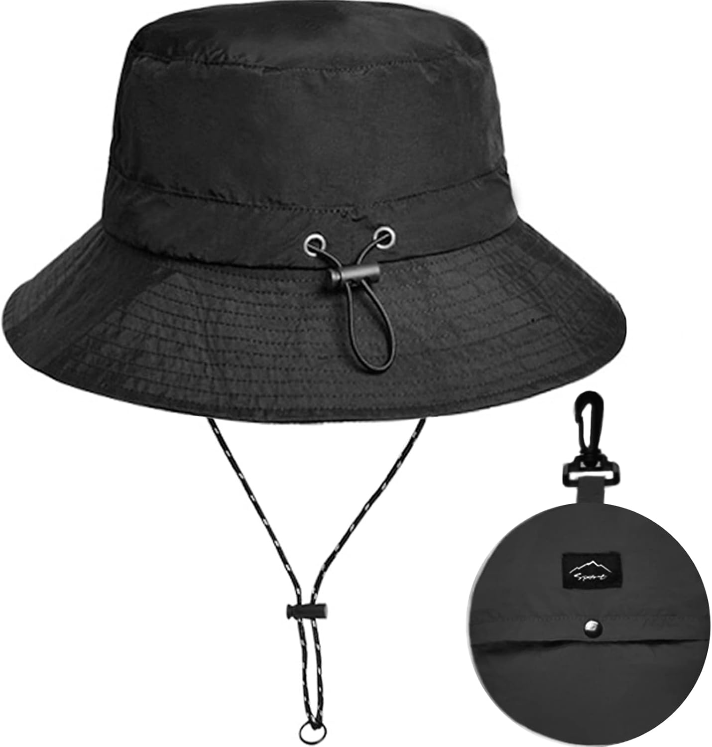 Malaxlx Bob Chapeau de Pêcheur Imperméable Femme Chapeau de Soleil Chapeaux de Seau Chapeau de Plage Chapeau de Pluie Pliable Chapeau Eté Extérieur Anti UV Taille unique Noir - Imperméable