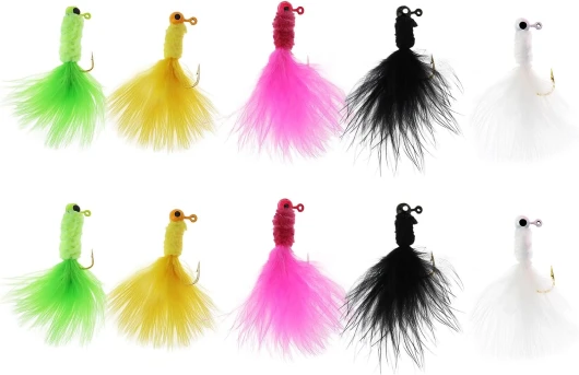 Lot de 10 Têtes Plombées pour La Pêche avec Hameçon à Poils de Plumes pour Truite Bar Saumon Crapet Tête Ronde