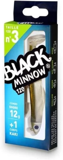Fiiish Combo Black Minnow + Tete Plombee Off Shore Kaki 12cm - 12G