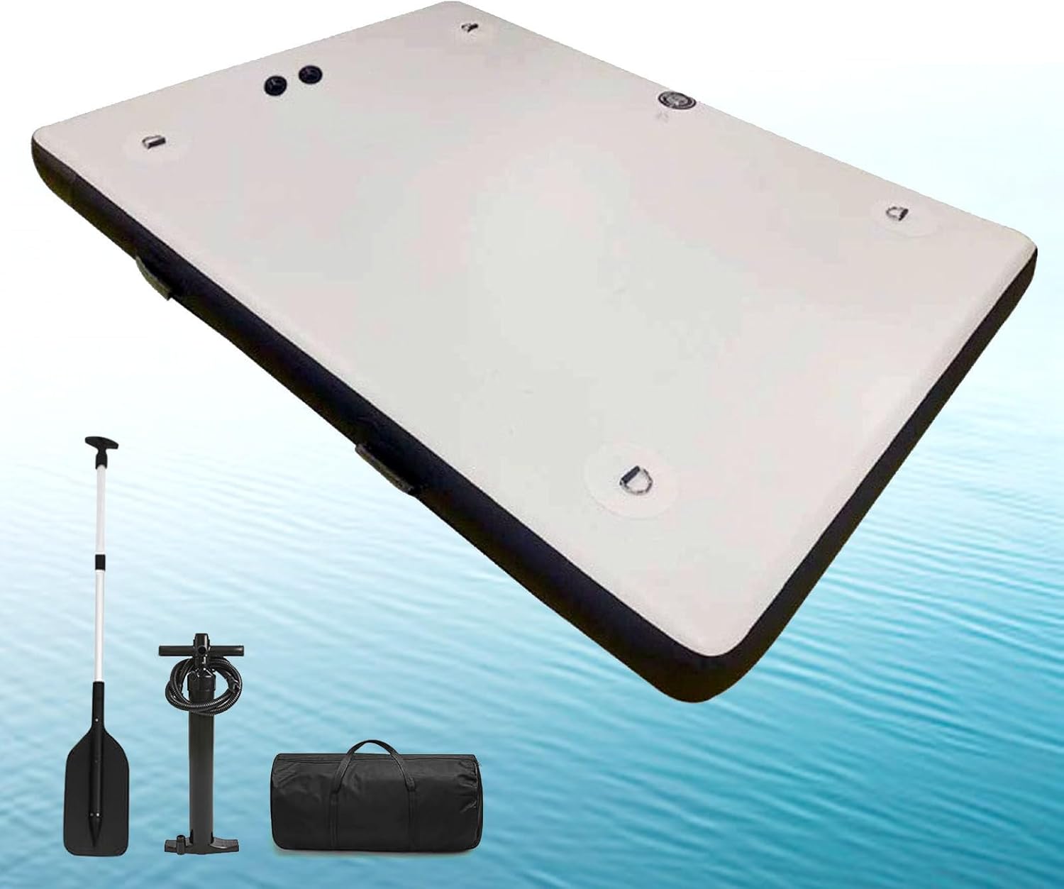 Ponton de Pêche Gonflable - Capacité 200 kg/400 kg, Prêt pour Moteur 12V (Optionnel), Connexion Multi-Pontons, Plateforme Aquatique pour Pêche, Navigation en Rivière, Sports Nautiques,2M-NOmotor 2M Nomotor