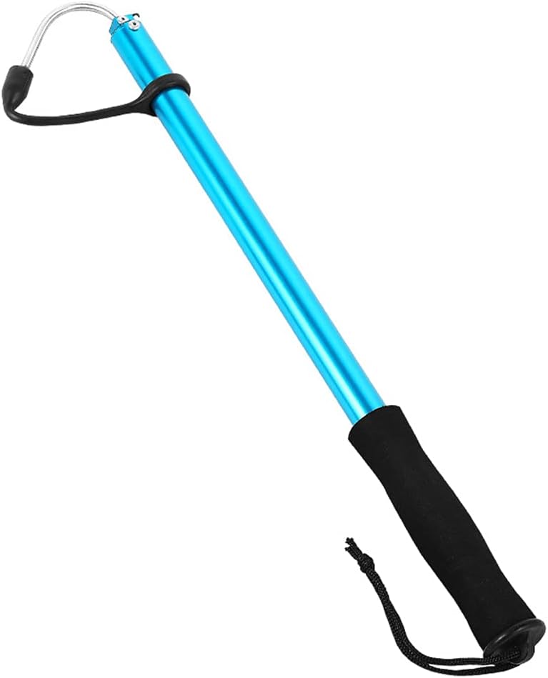 Domybest Crochet de Pêche Télescopique Gaffe Pêche Crochet de Gaffe en Acier Inoxydable Outil de Pêche en Plein Air Bleu